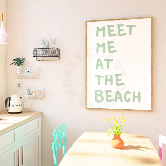 Sage Green Meet Me At the Beach Digital Prints