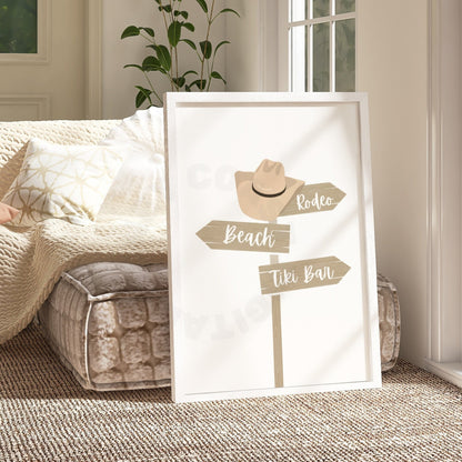 Beige Coastal Cowgirl Digital Prints, Set Of 6