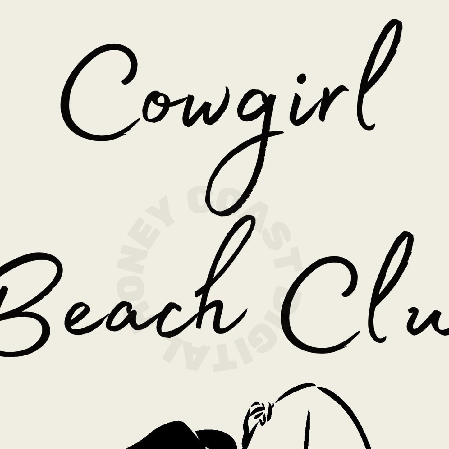 Monotone Cowgirl Beach Club Poster