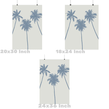 Coastal Blue  Palm Trees Poster