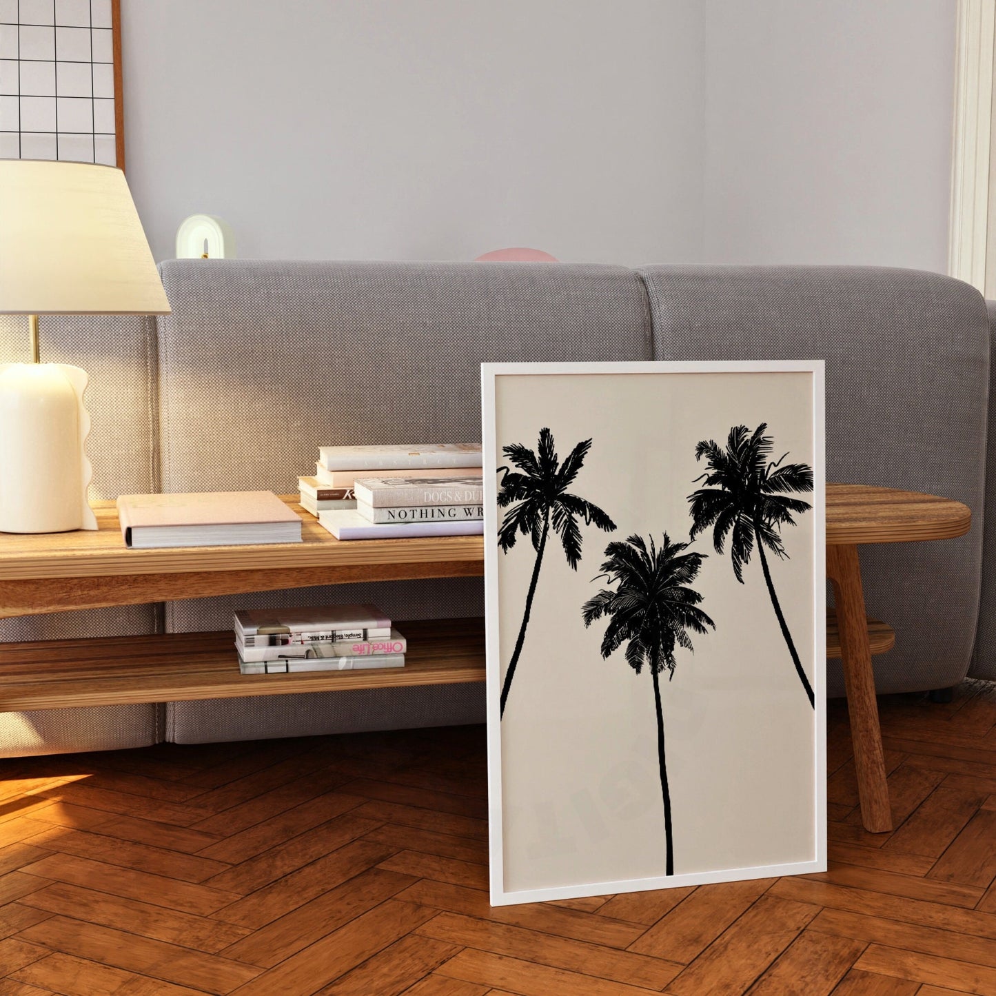 Monotone Palm Trees Poster