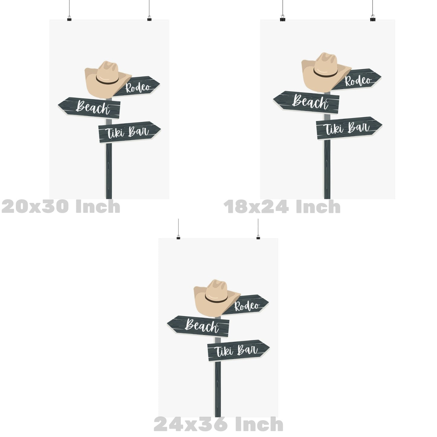 Monotone Coastal Cowgirl Beach Sign Poster