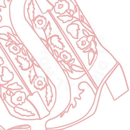 Pink Hair Bow And Boots Digital Prints