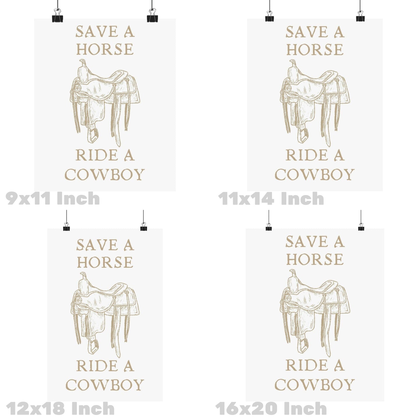 Beige Save A Horse Ride A Cowboy Poster