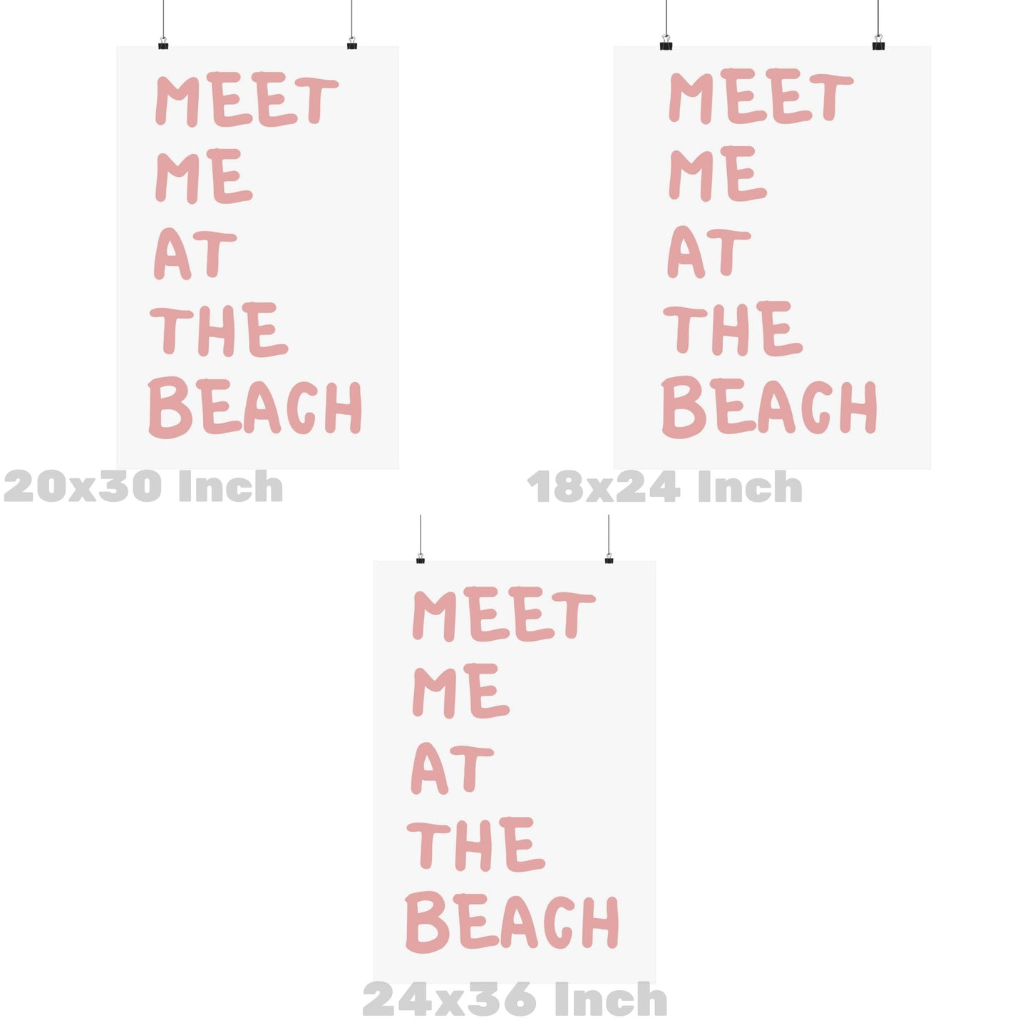 Pink Meet Me At The Beach Poster