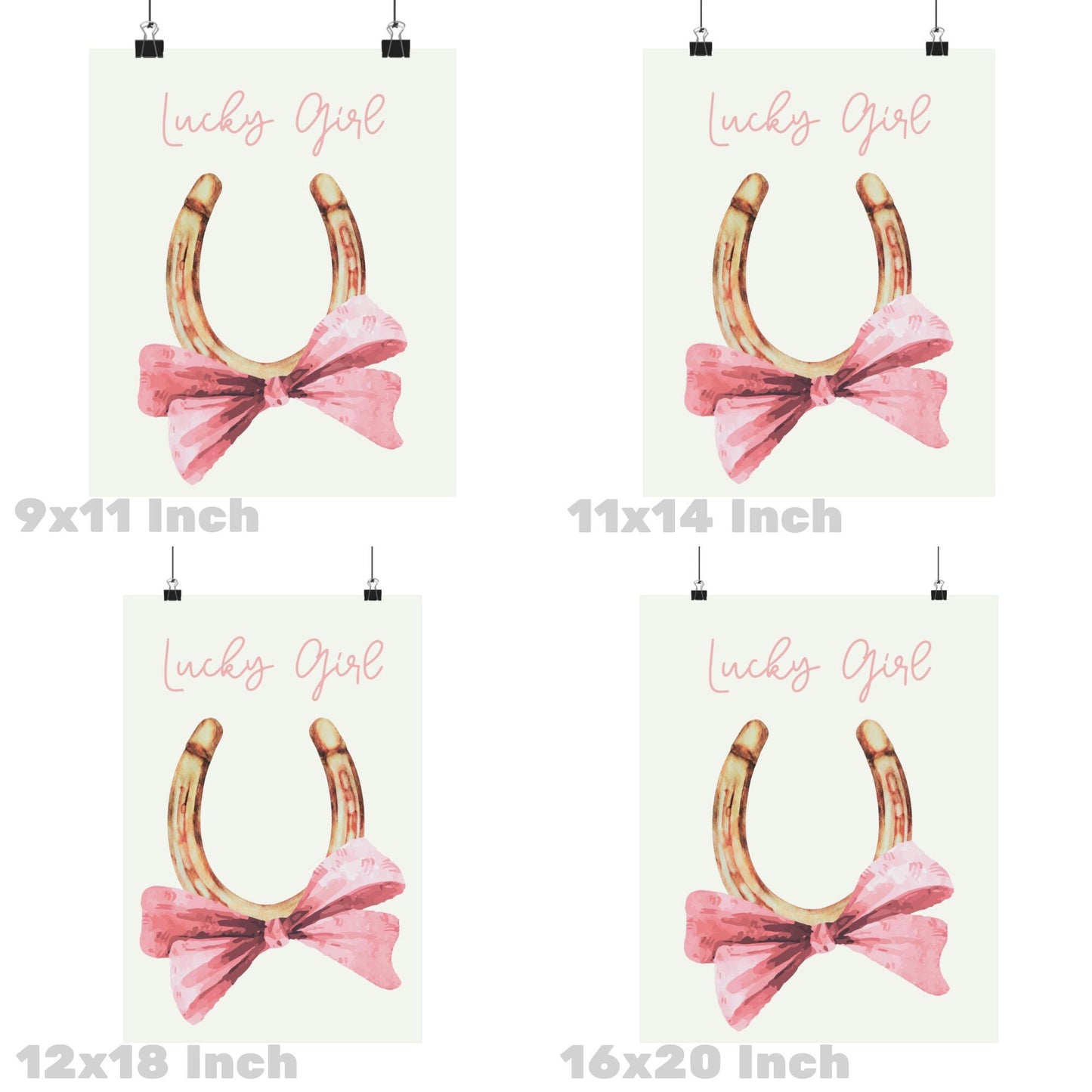 Lucky Girl Horseshoe With Pink Bow Poster