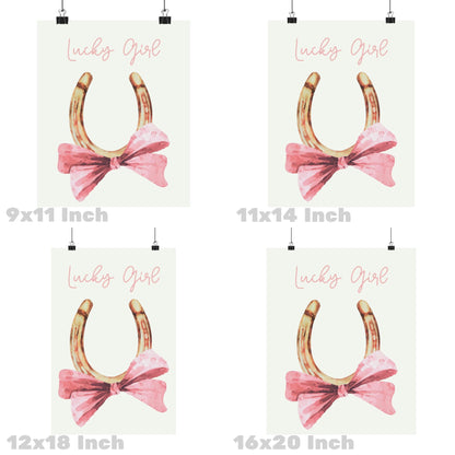 Lucky Girl Horseshoe With Pink Bow Poster