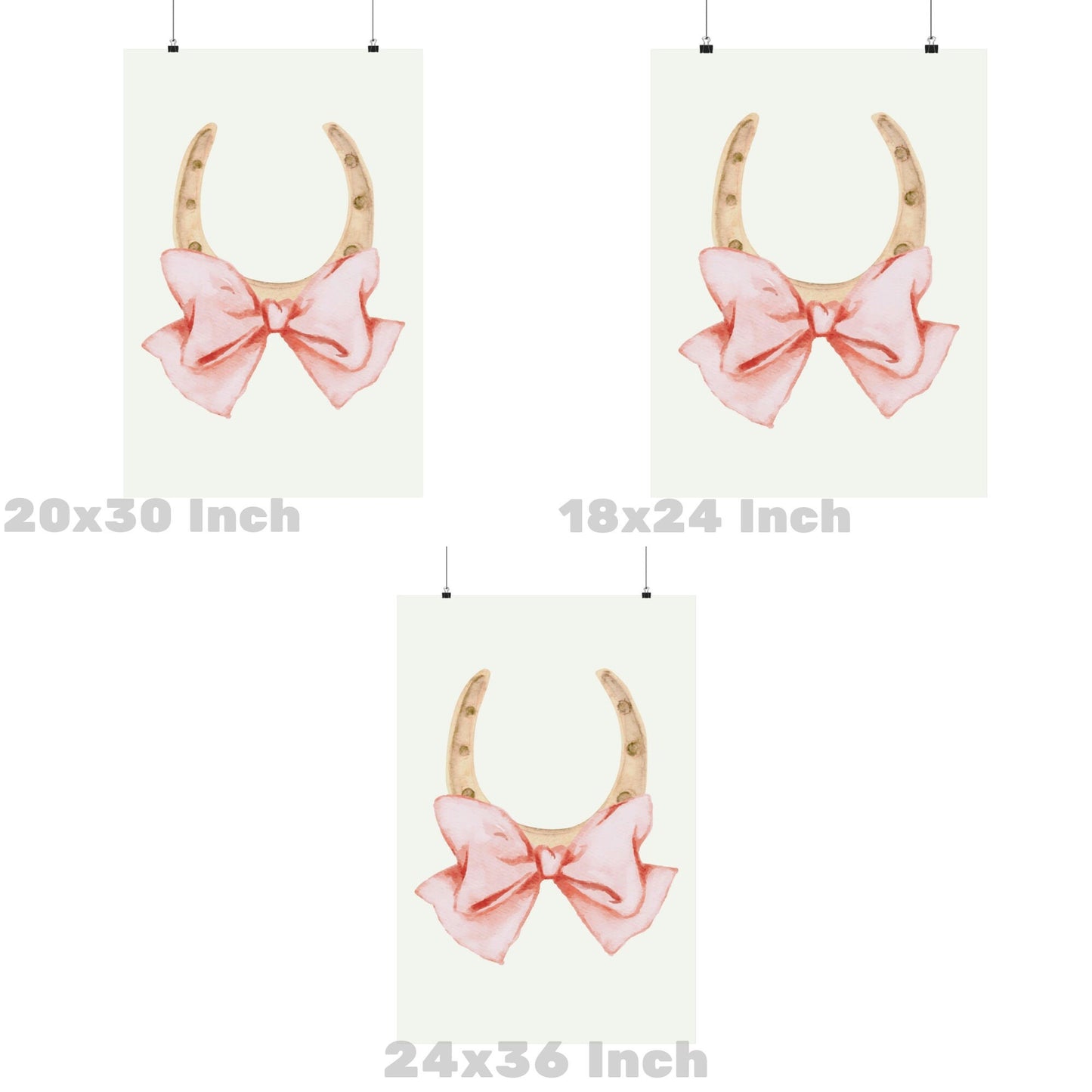 Horseshoe With Puffy Pink Bow Poster