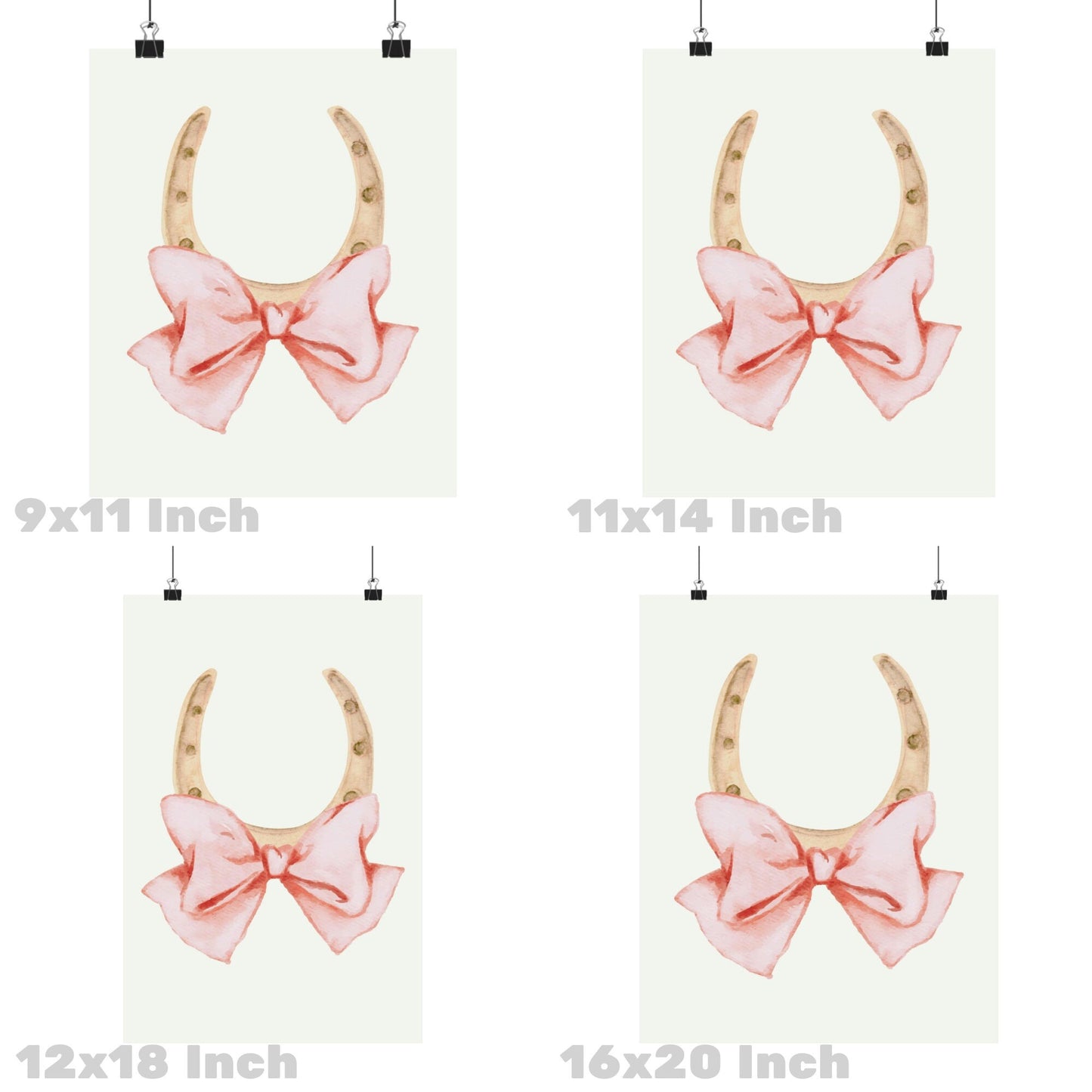 Horseshoe With Puffy Pink Bow Poster