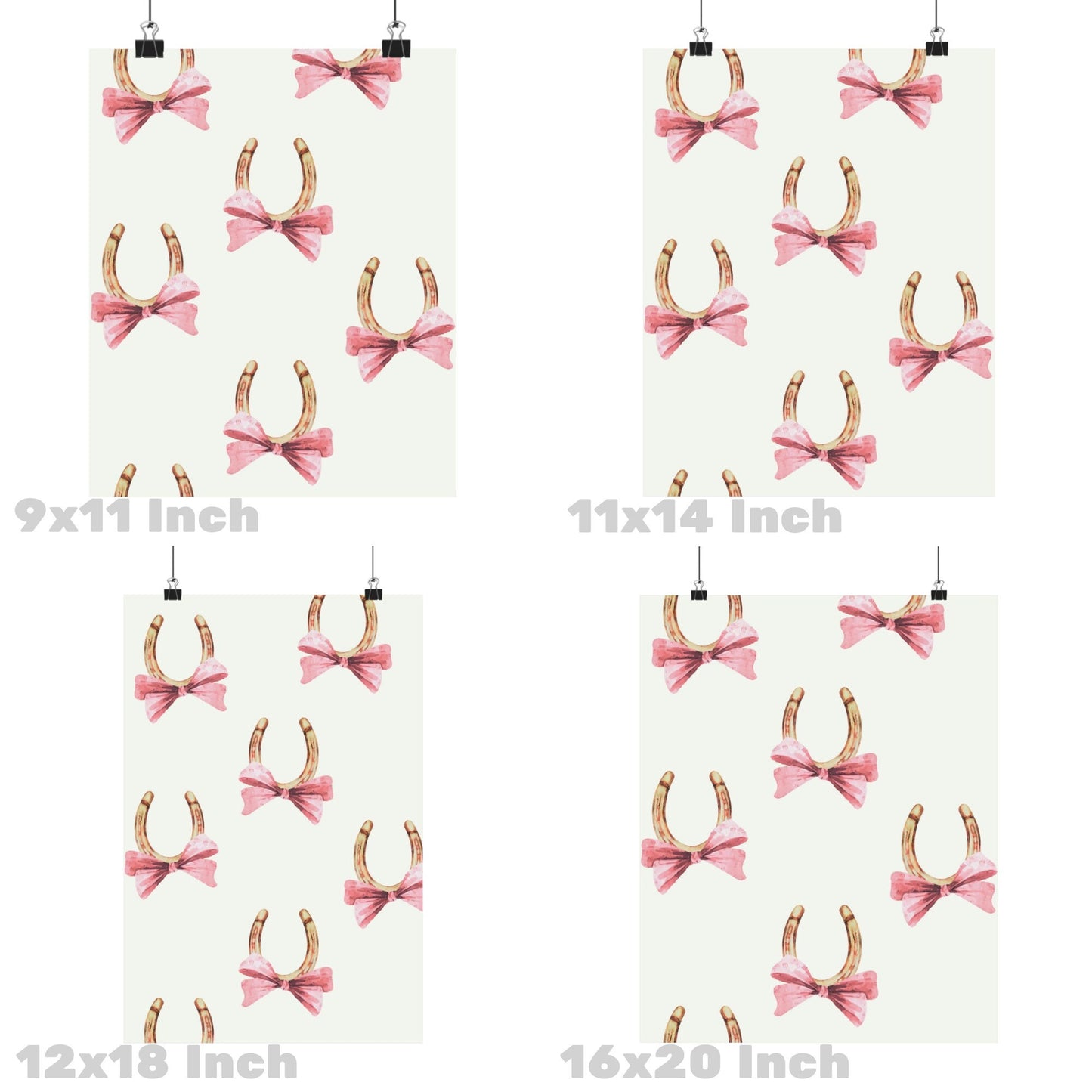 Horseshoes With Pink Bows Poster