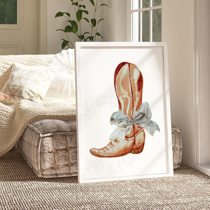 Rustic Hair Bow & Boot Digital Prints