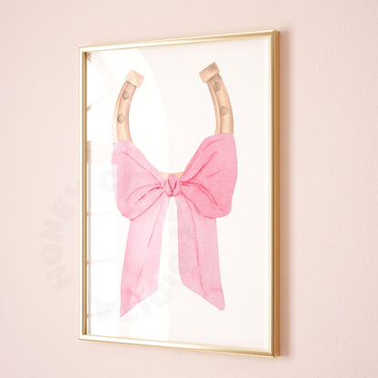 Horseshoe With Pink Hair Bows Digital Prints