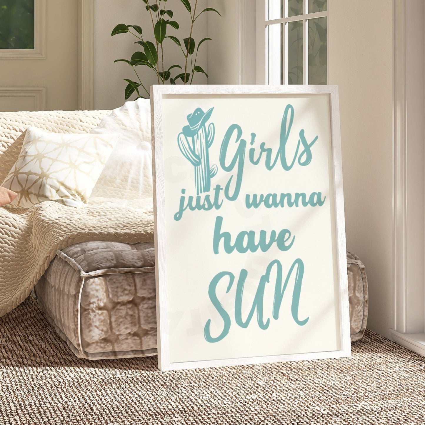 Seafoam Girls Just Wanna Have Sun Digital Prints, Set Of 2