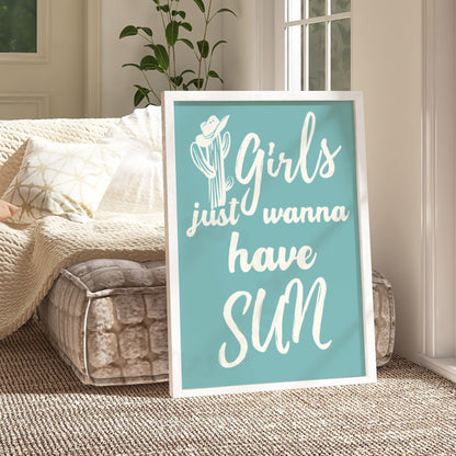 Seafoam Girls Just Wanna Have Sun Digital Prints, Set Of 2