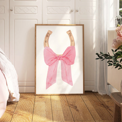 Pink Hair Bow And Horseshoe Poster