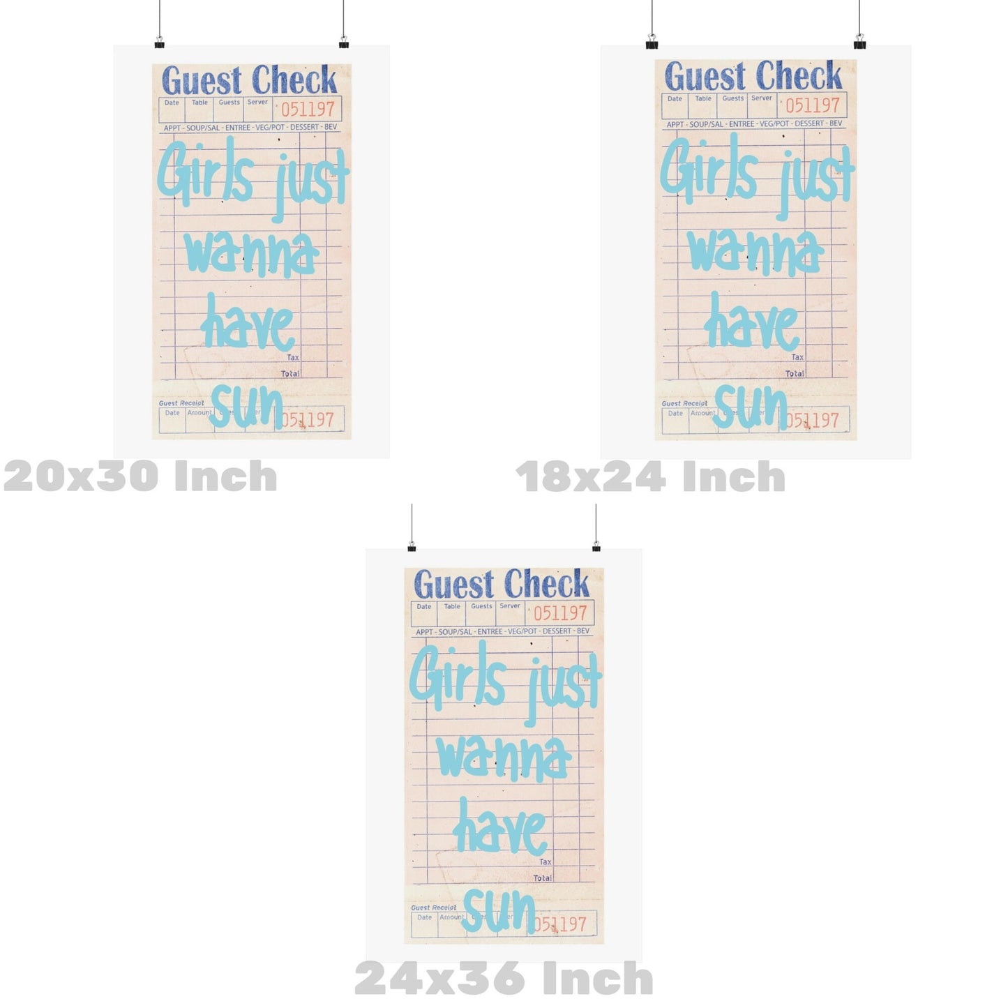 Girls Just Wanna Have Sun Guest Check Poster