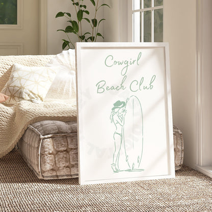 Sage Green Cowgirl Beach Club Digital Prints