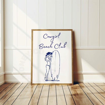 Navy Cowgirl Beach Club Digital Prints