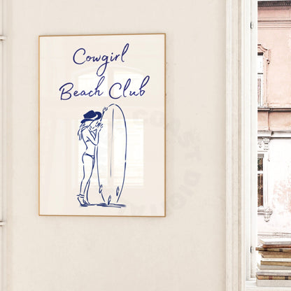 Navy Cowgirl Beach Club Digital Prints