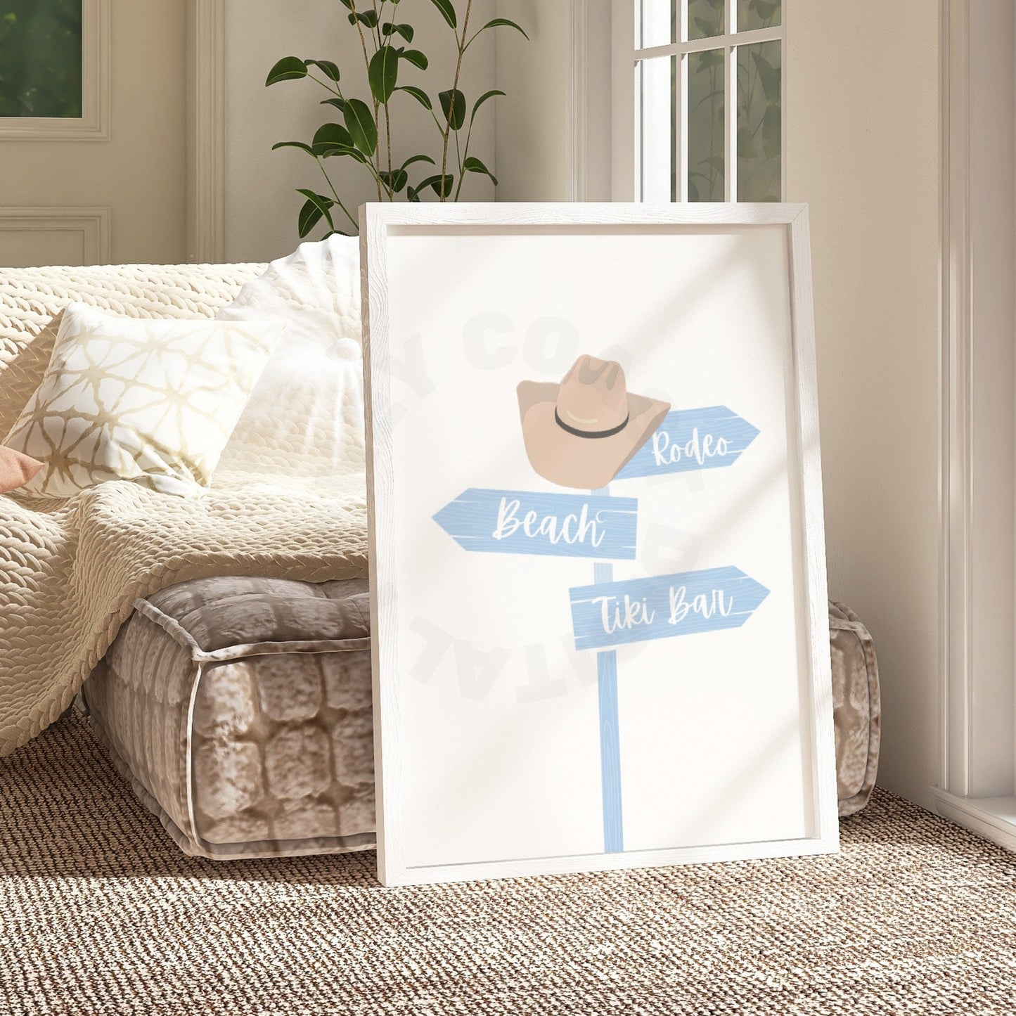 Baby Blue Coastal Cowgirl Digital Prints, Set Of 6