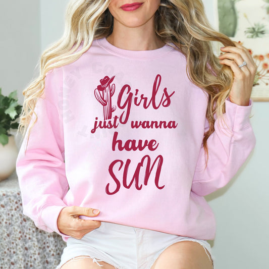 Red Girls Just Wanna Have Sun Sweatshirt