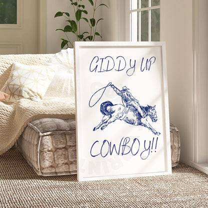 Navy Giddy Up Cowboy Digital Prints