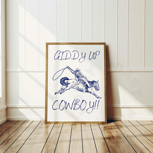 Navy Giddy Up Cowboy Digital Prints