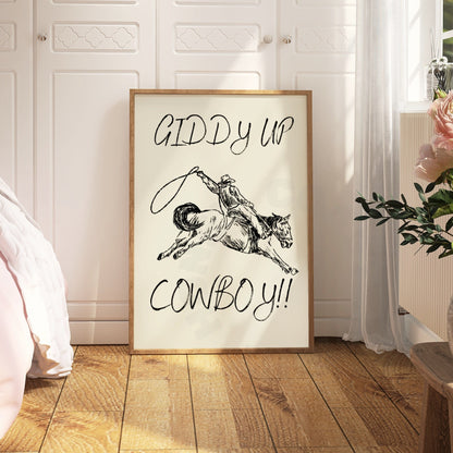 Monotone Giddy Up Cowboy Digital Prints