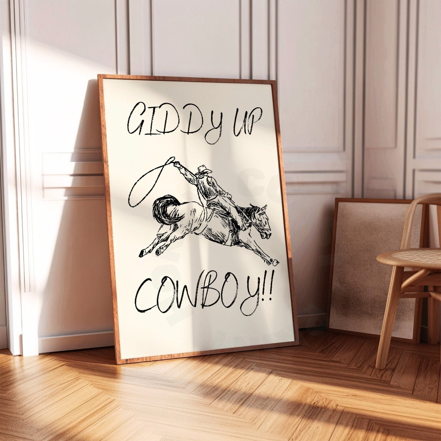 Monotone Giddy Up Cowboy Digital Prints