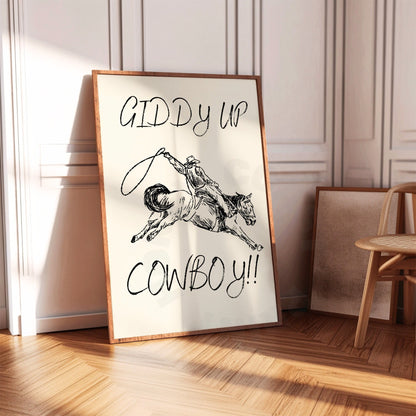 Monotone Giddy Up Cowboy Digital Prints