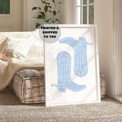 Soft Blue Cowboy Boots Poster