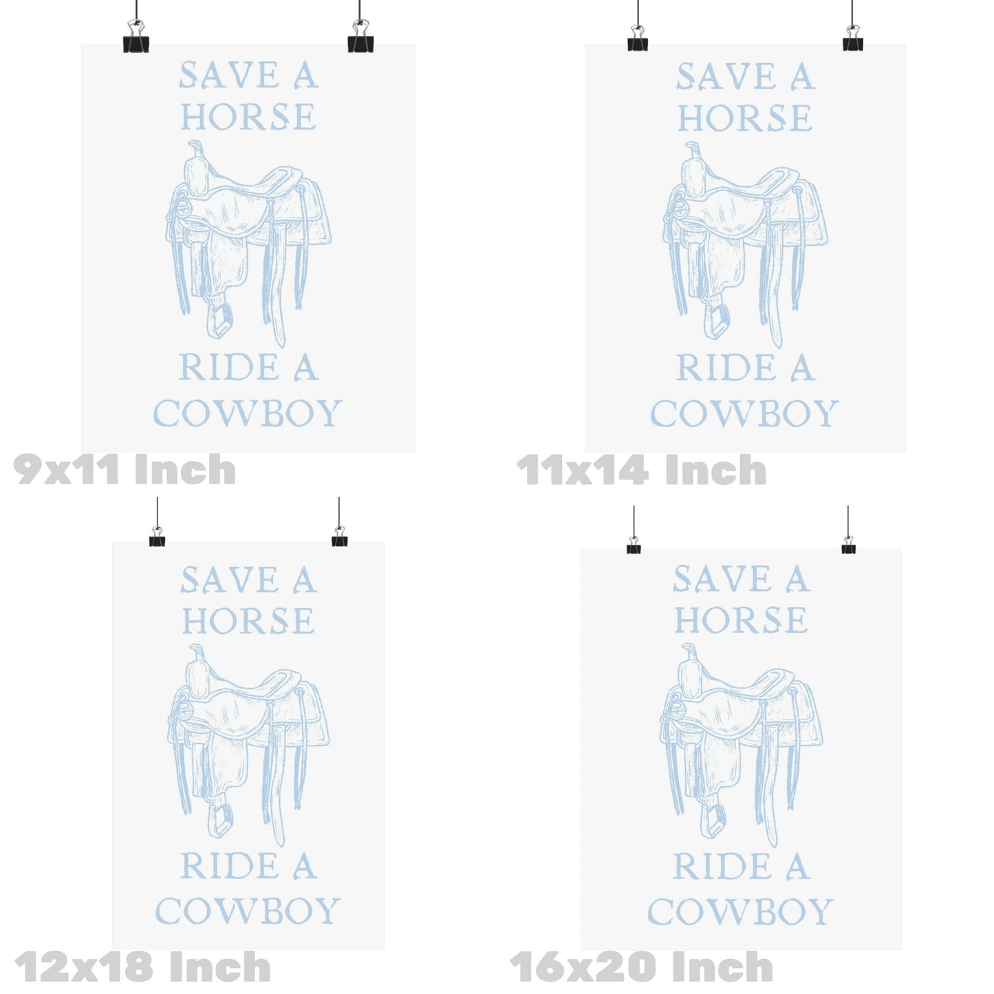 Soft Blue Save A Horse Ride A Cowboy Poster