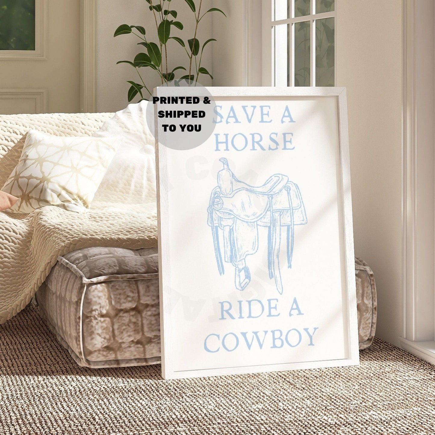 Soft Blue Save A Horse Ride A Cowboy Poster