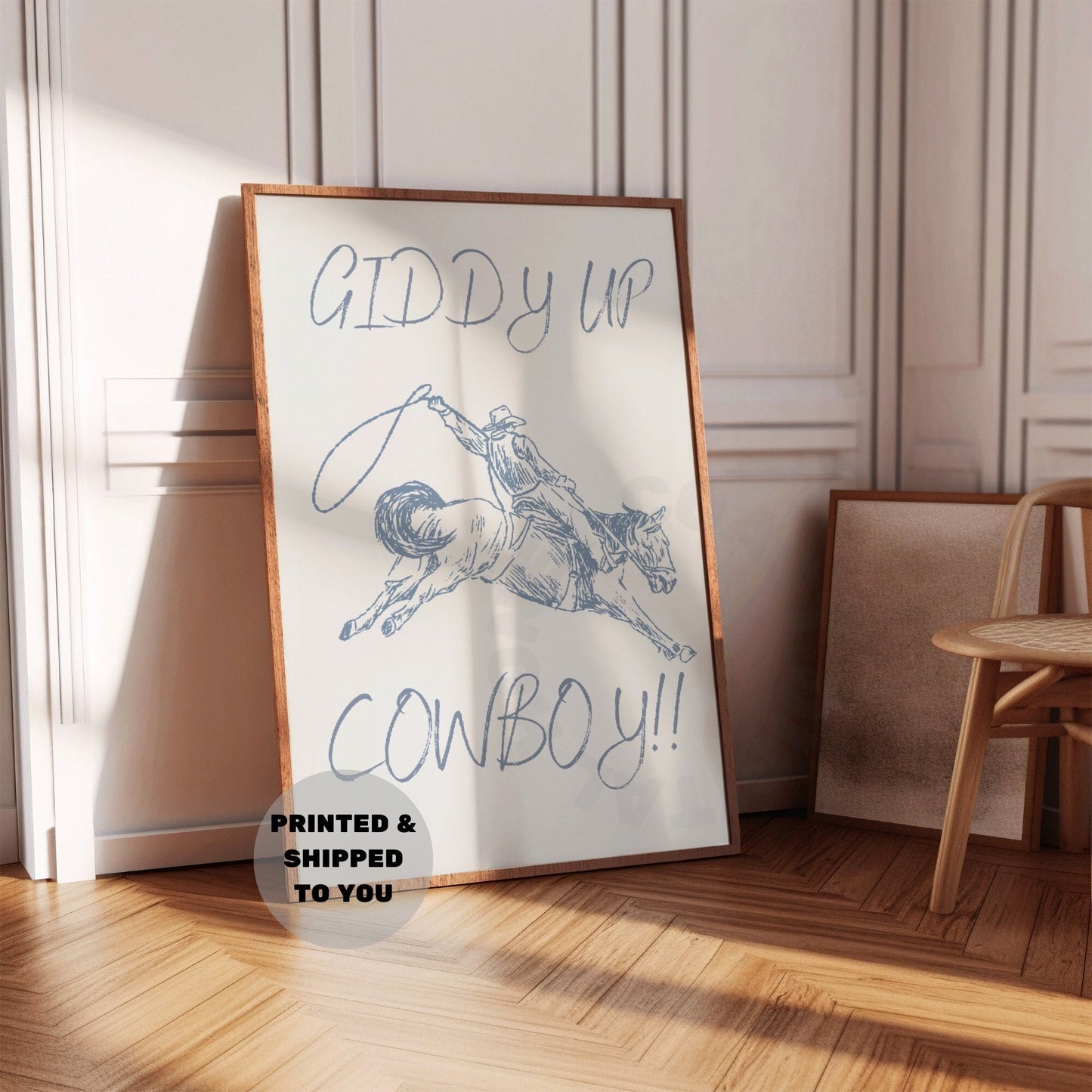 Coastal Blue Giddy Up Cowboy Poster