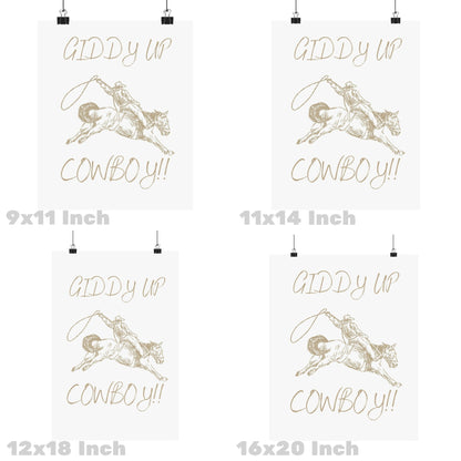 Beige Giddy Up Cowboy Poster