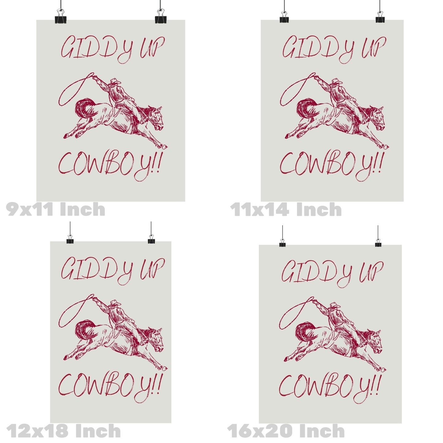 Red Giddy Up Cowboy Poster