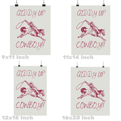 Red Giddy Up Cowboy Poster