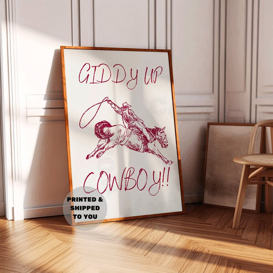 Red Giddy Up Cowboy Poster