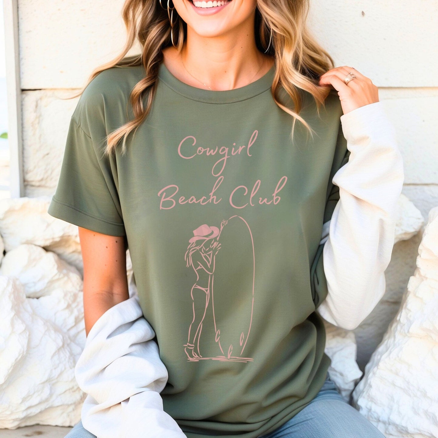 Pink Cowgirl Beach Club T-Shirt