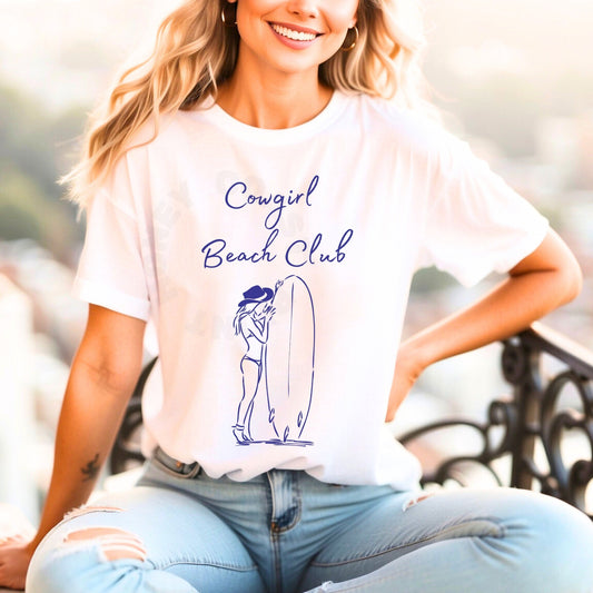 Navy Cowgirl Beach Club T-Shirt