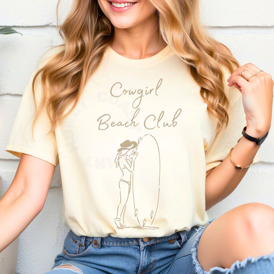 Beige Cowgirl Beach Club T-Shirt