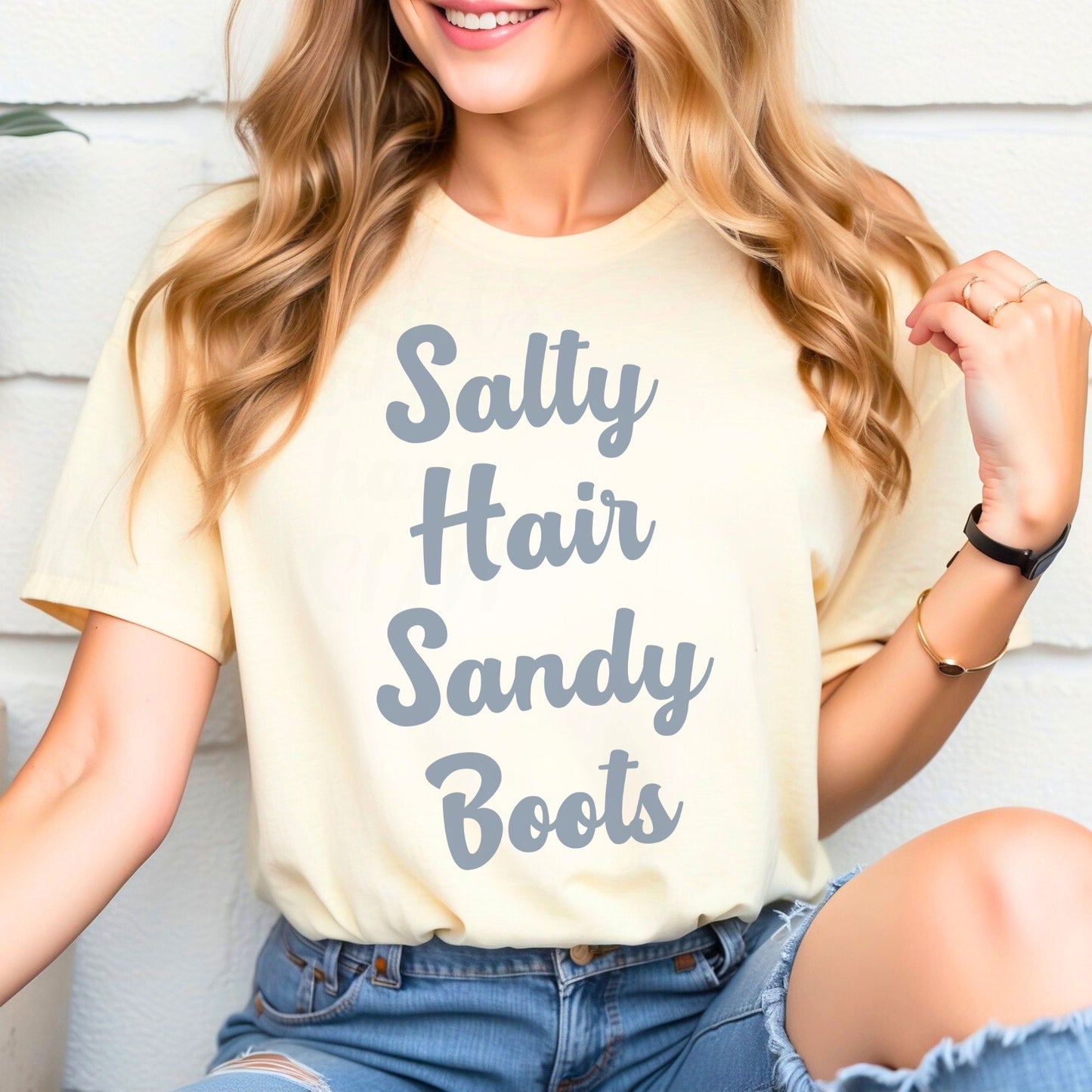 Coastal Blue Salty Hair Sandy Boots T-Shirt