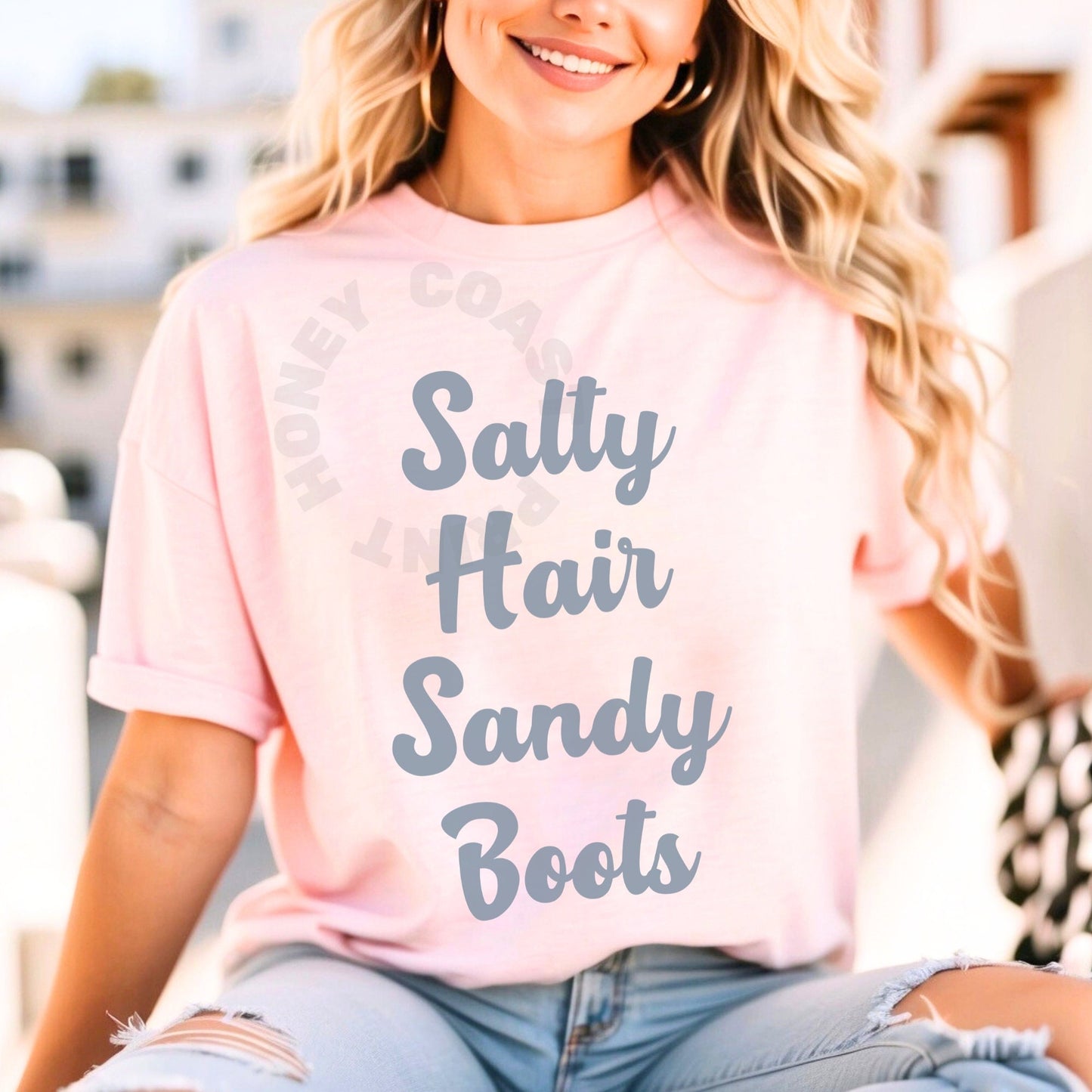 Coastal Blue Salty Hair Sandy Boots T-Shirt