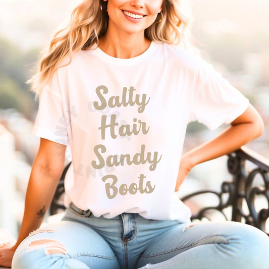 Beige Salty Hair Sandy Boots T-Shirt