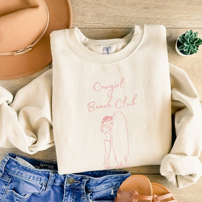 Pink Beach Club Girl Sketch Sweatshirt