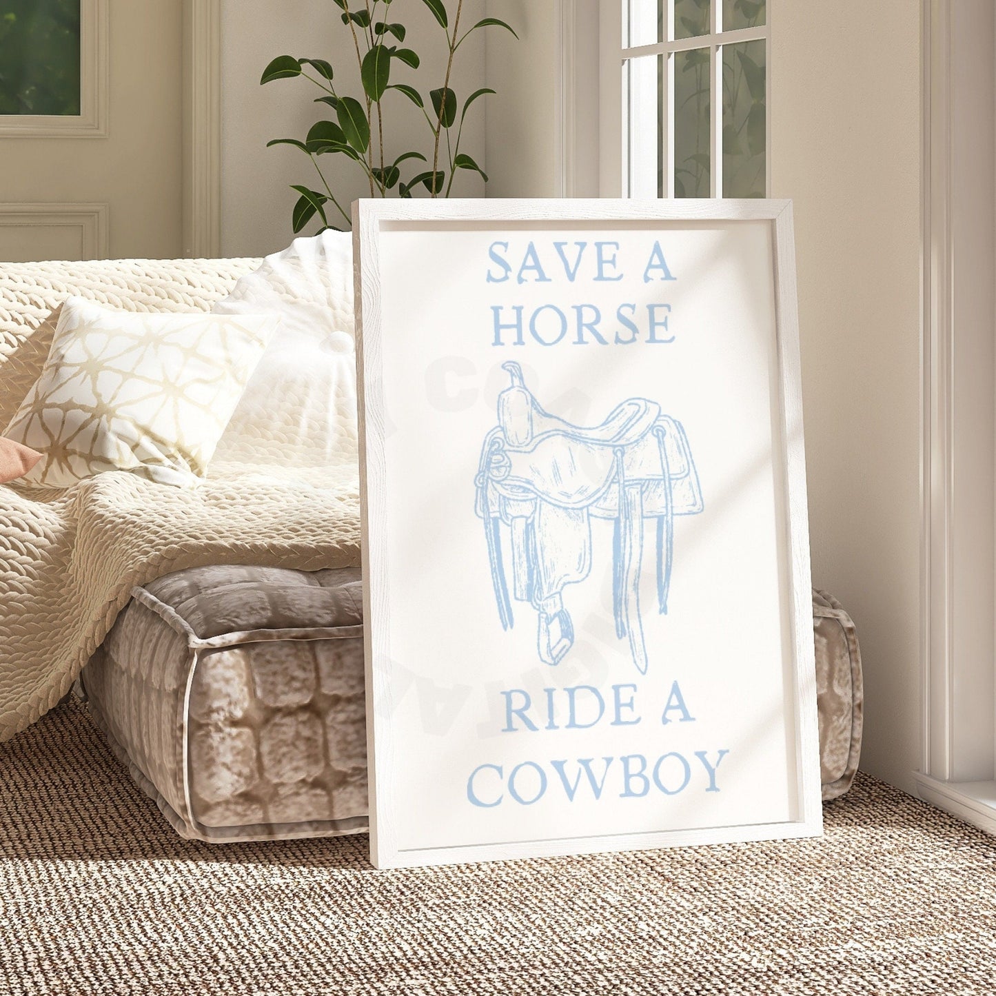 Baby Blue Coastal Cowgirl Digital Prints, Set Of 6