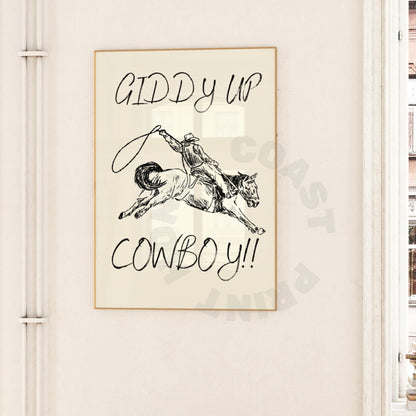 Monotone Giddy Up Cowboy Digital Prints