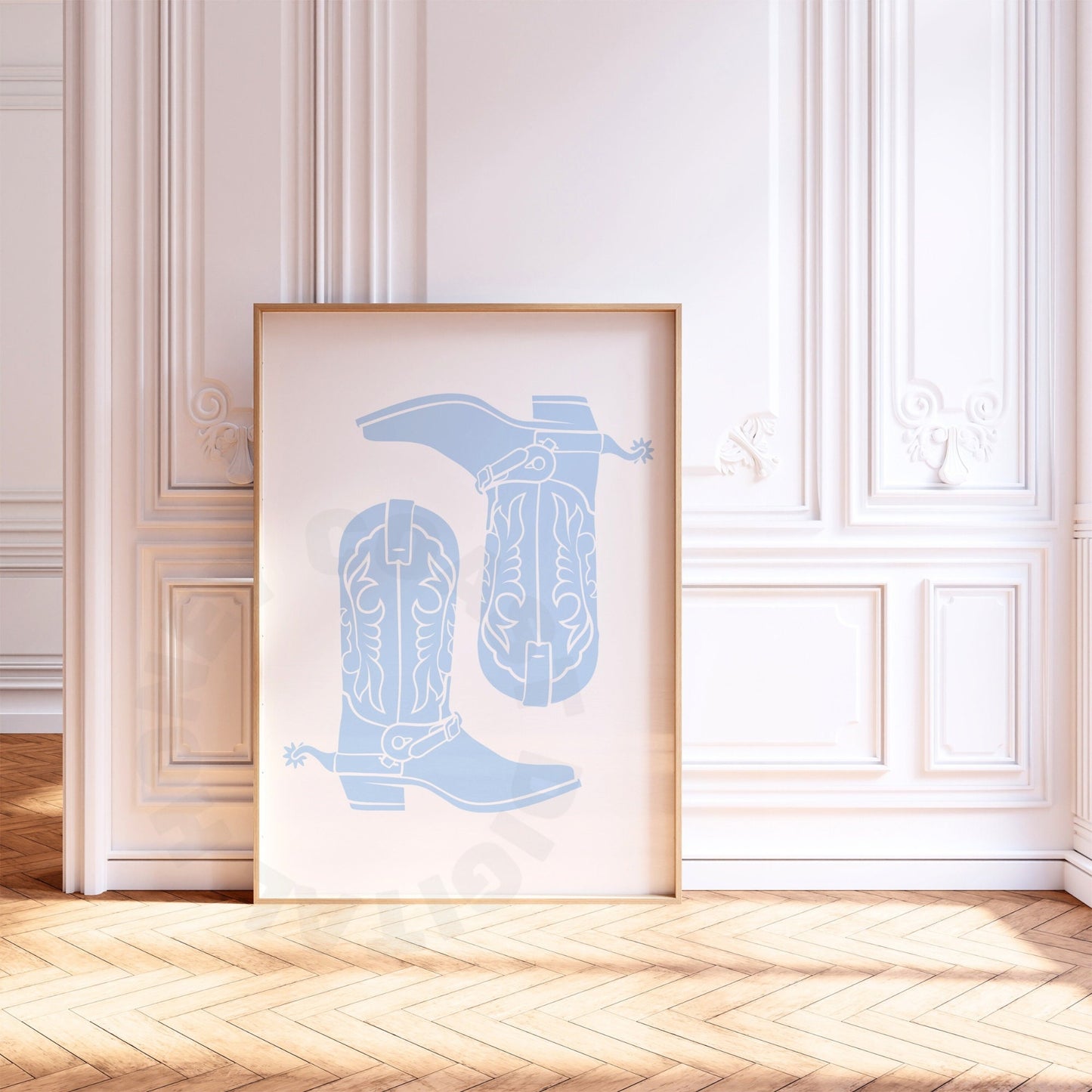 Soft Blue Cowboy Boots Poster