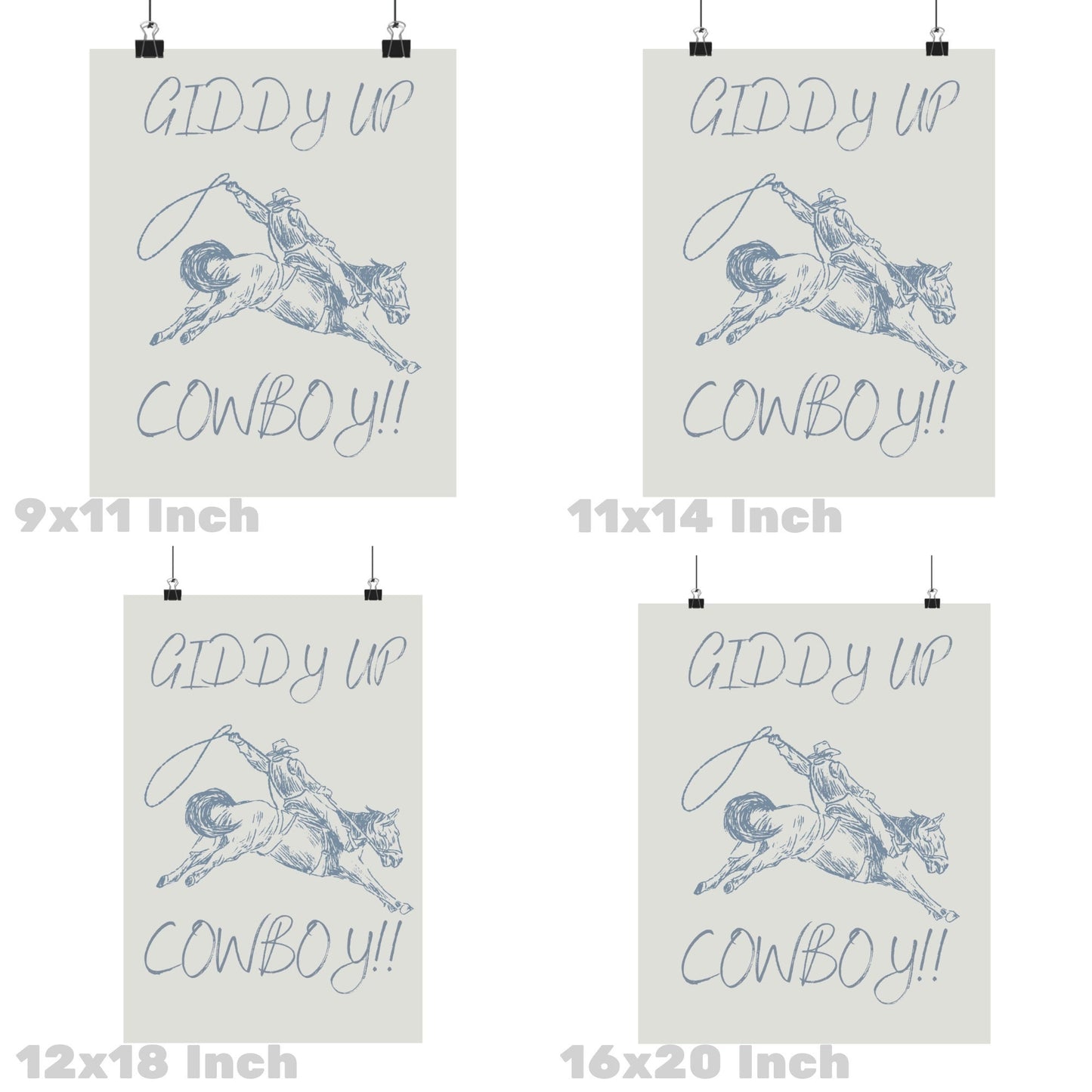 Coastal Blue Giddy Up Cowboy Poster