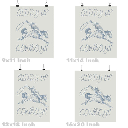 Coastal Blue Giddy Up Cowboy Poster